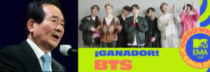 Esto fue lo que dijo el Primer Ministro de Corea, a BTS por ganar en los MTV EMA