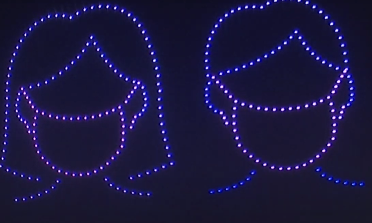 Realizan 'flash mob' con drones en Corea del Sur para alentar a ciudadanos en la pandemia