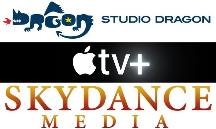 Logos de Studio Dragon, Apple TV+ y Sky Dance Media