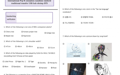 BTS y ARMY toman realizan un examen durante el Festa 2021 para probar sus conocimiento