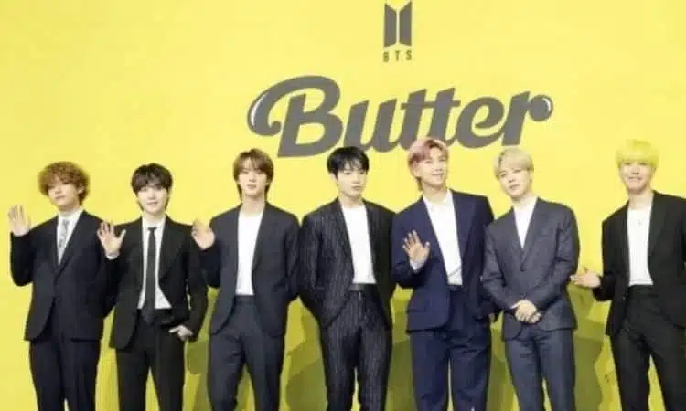 BTS presentando Butter en conferencia de prensa