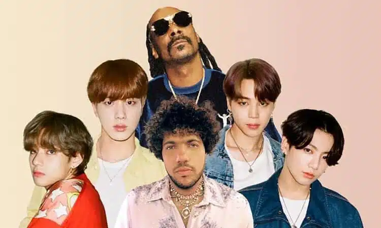 Jin, Jimin, V y Jungkook de BTS, Snoop Dogg y Benny Blanco